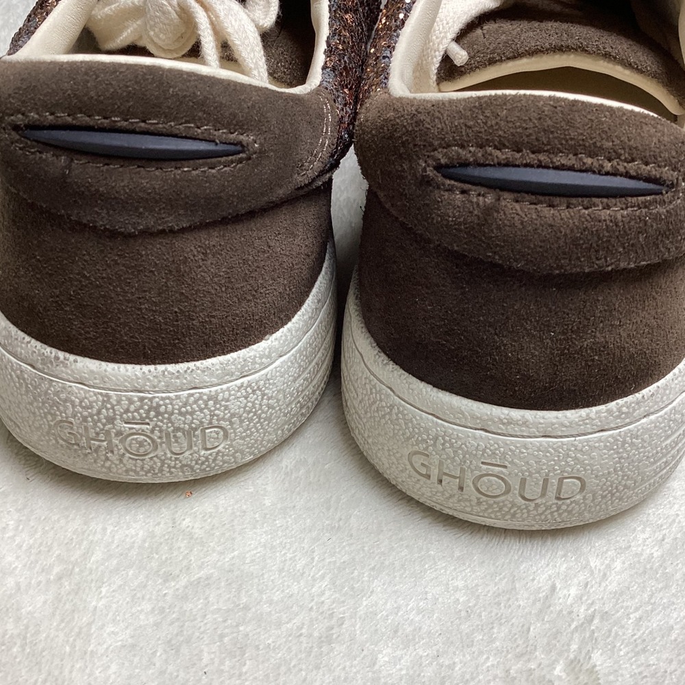 Ghoud Venice Low‑Top Sneakers, Chocolate Brown Glitter/Suede, EU 36, Italian - Picture 6 of 9